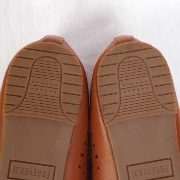 FOREVER 21 size 5.5 light-cognac almond-toe ballet flats all synthetic materials - Picture 15 of 16